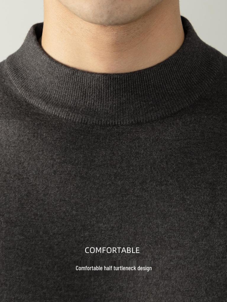 Italian Light Luxury Men's Wool High-Neck Short-Sleeve Knit T-Shirt for Commuting and Casual Autumn/Winter Wear