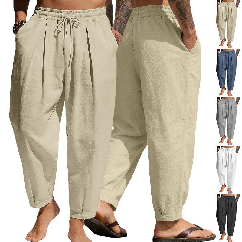 Pantaloni Casual da Uomo Larghi a Gamba Larga Traspiranti Comodi a Lanterna Taglie Forti