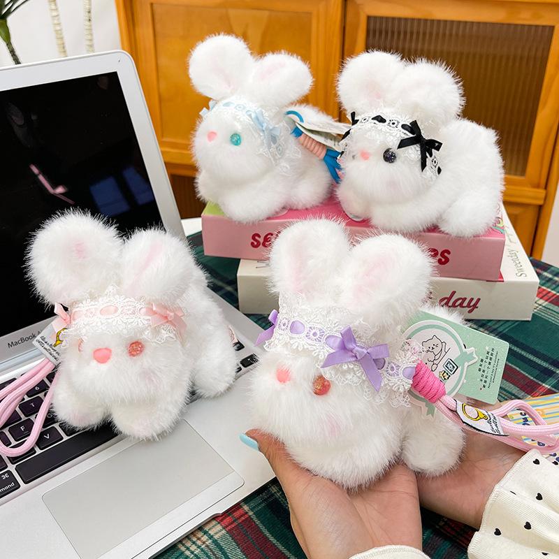 Cute Little White Rabbit Plush Bag Pendant Lolita Rabbit Doll Girl Crossbody Bag Girl Doll Pendant