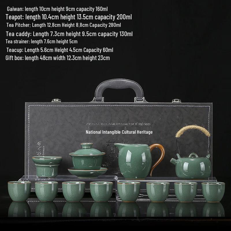 CL Ru Kiln Wiping Color 10-Piece Ceramic Tea Set