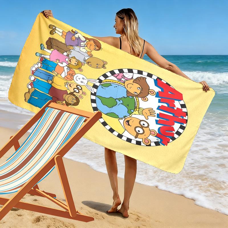 Arthur Cartoon Print Beach Towel, Large Soft Quick Dry Towel for Beach Camping Swimming