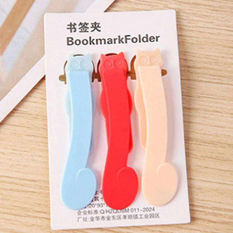 3Pcs Silicone Bookmark Automatically Follows Page Flipping Student Bookmarks Office Stationery Cute Book Clip School Supplies