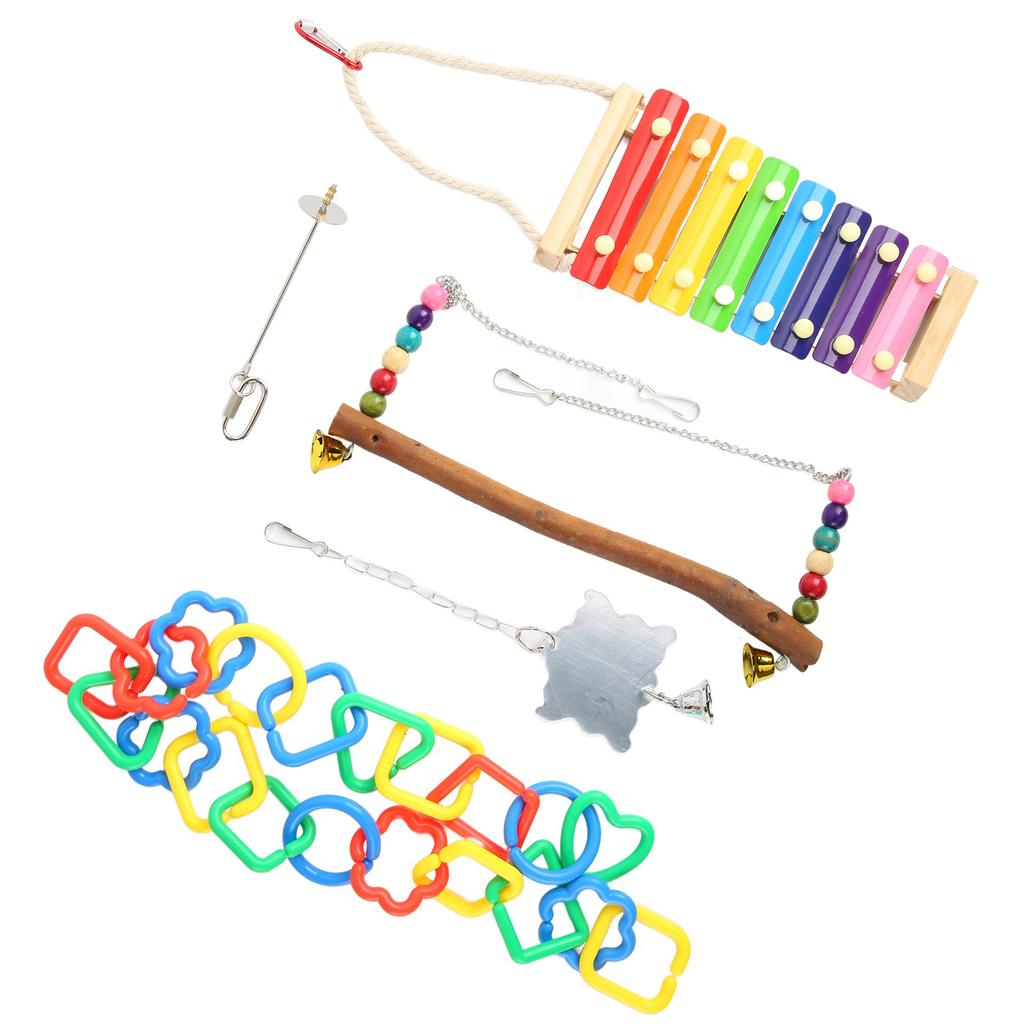 5Pcs Chicken Toys Set Colorful Chicken Veggies Skewer Fruit Holder Swing Toy for Parrot Pet Chicken