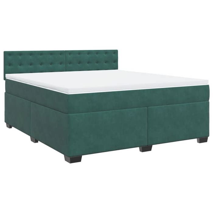 VidaXL Slat Bed Base and Mattress Dark Green 180x200cm Velvet 3286393