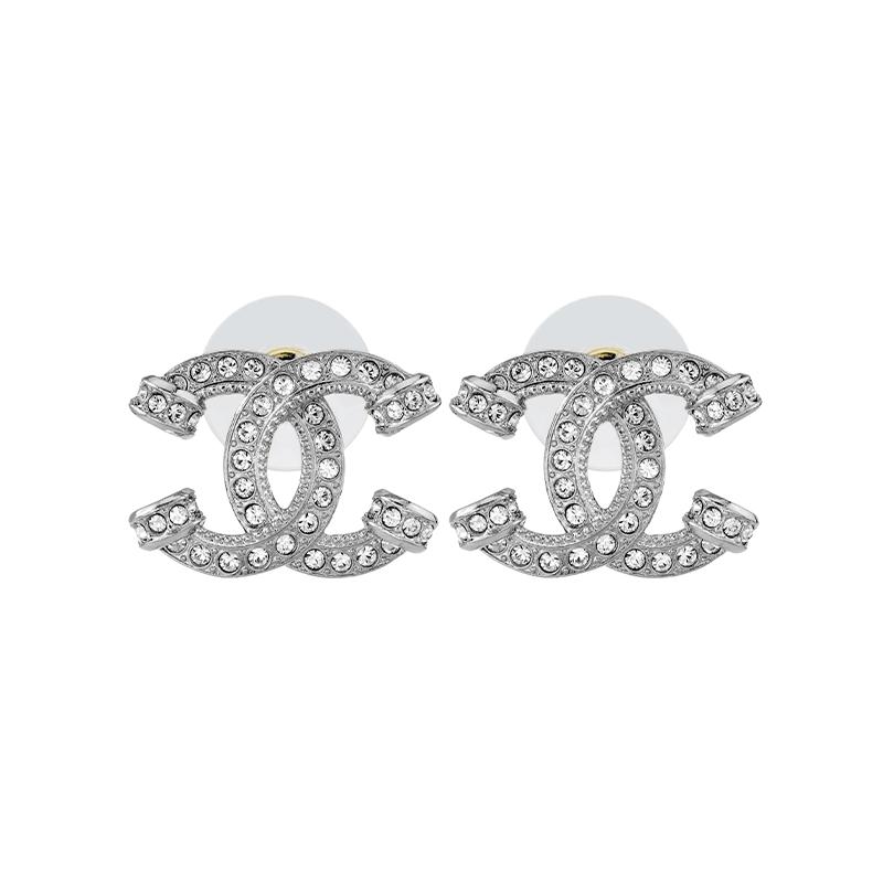 

CHANEL simple casual fashion metal earrings for women срібний