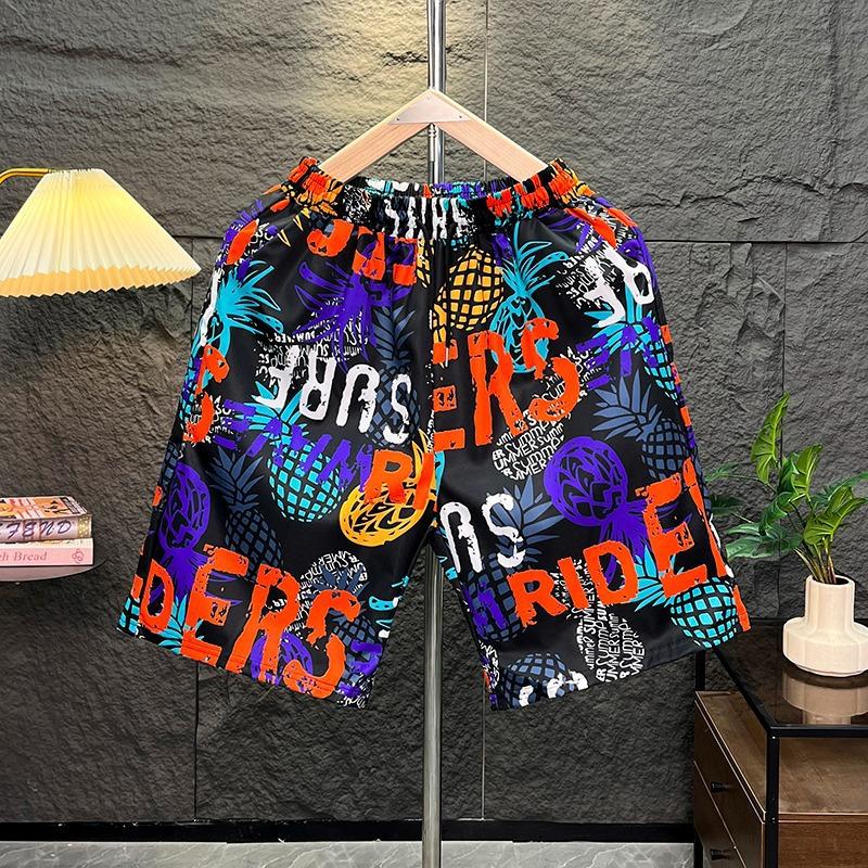 Shorts Herren Sommer Eis Seide Dünn Lässig Bedruckt Fünf-Punkt-Hose für Jugendliche Locker Sportliche Mittel-Sport-Hose