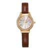 Women Quartz Watch  Bezel Gold Case Pu Leather Strap Perfect For Daily Wear Dating Gifting