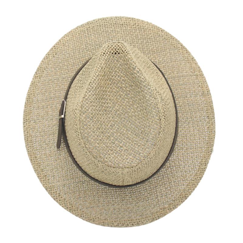 Summer Hard Hollow Black Belt Straw Hat Light Casual British Style Jazz Band Party Hat