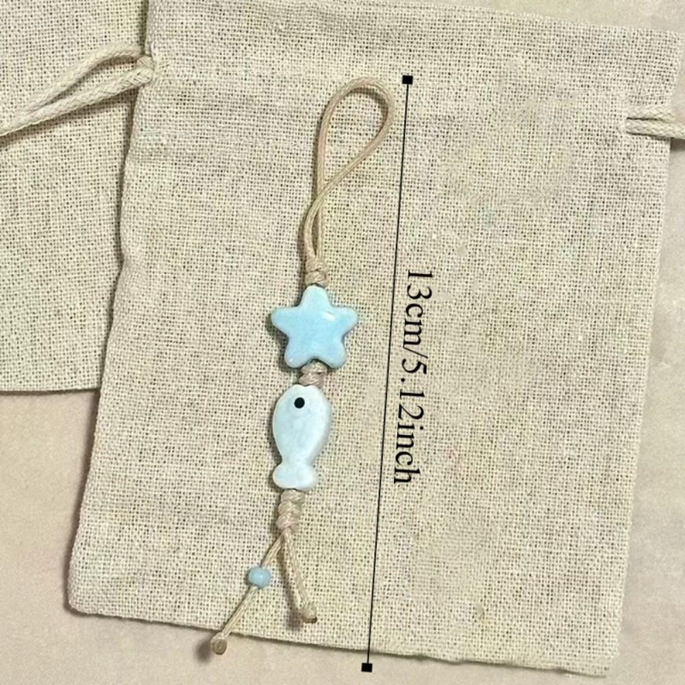 Pastel Colors Star Flower Phone Charm Ceramic Beaded Phone Lanyard Mobile Phone Strap  Women Girls