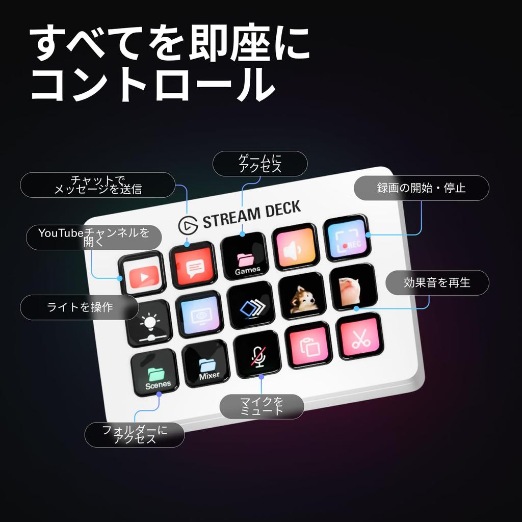 Elgato Stream Deck White Elgato Stream Deck Controller for Live Content Streamer Compatible MK.2 - MK.2 [15-Key Layout] Creation, Device,