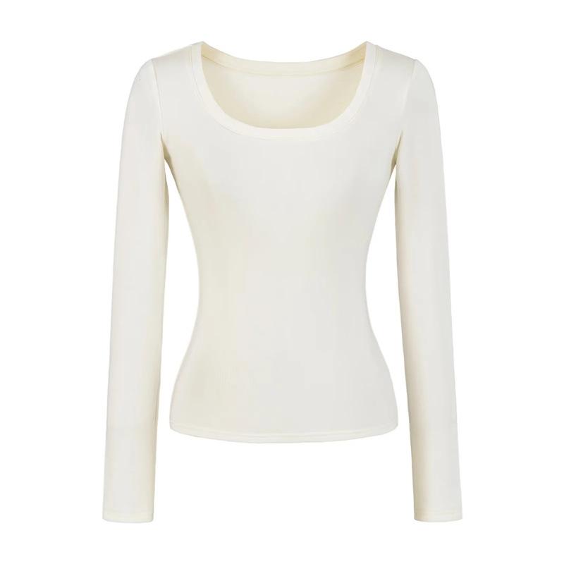 

Women s Autumn/Winter Spicy Style Slimming Long Sleeve T-shirt with Elastic Waist-Cinching Inner Layer Small