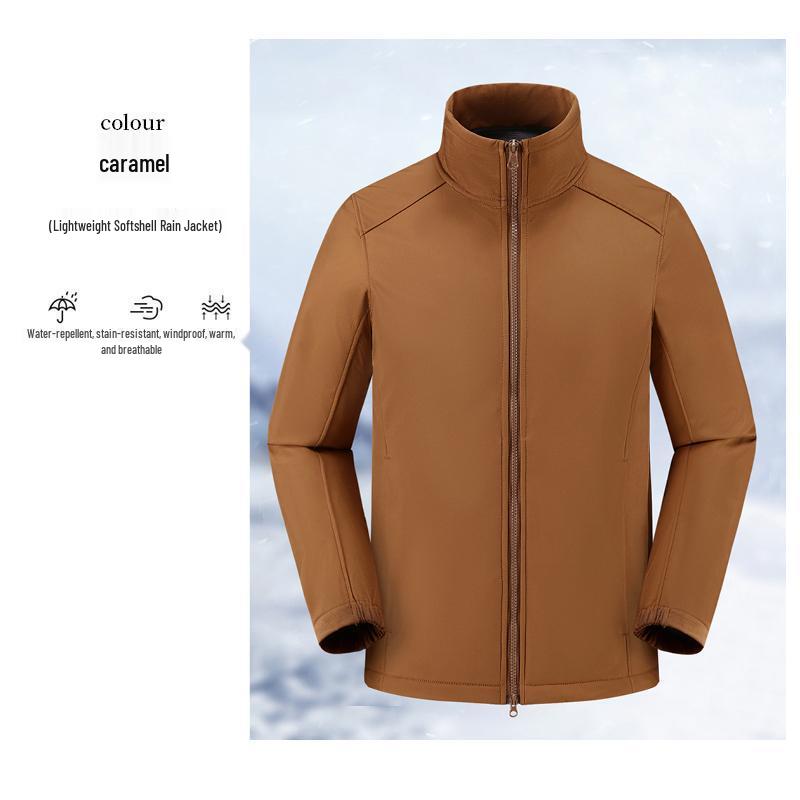 Unisex Windproof & Waterproof Softshell Jacket with Stand-up Collar - Custom Logo Embroidery Available