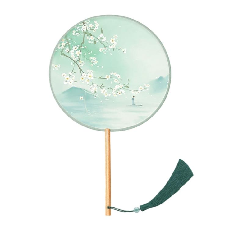 Handhelds Chinese Fan Ancient with Pendant Chinese Inks Painting Fan