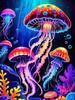 Marine Animal 5DDIY Diamond Painting Colorful Jellyfish Full Diamond Inlaid Diamond Art Cross Embroidery Set Cartoon Decoration