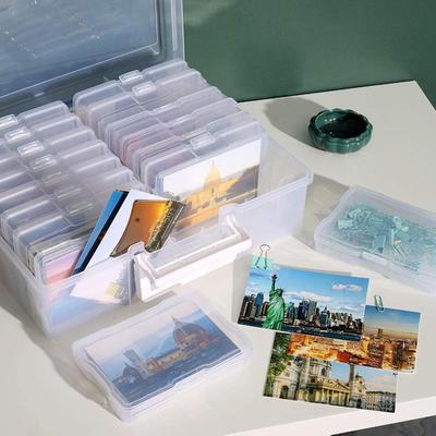 Caja de Almacenamiento para Fotos, Coloridos 16 Contenedores de Plástico Interiores de 4''×6'' con Asa para Fotos, Imágenes, Manualidades, Suministros de Costura