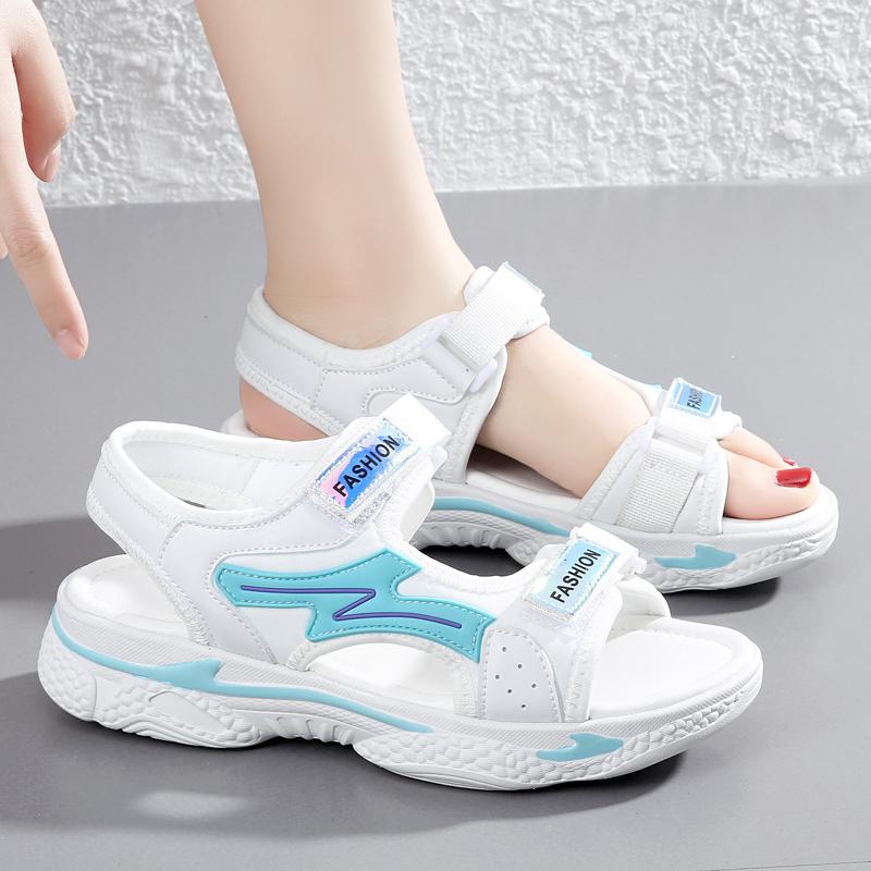 

Женские сандалии летние уличные с открытым носком повседневные увеличивающие рост платформы милые белые женские спортивные сандалии большого размера пляжная обувь 42 синий