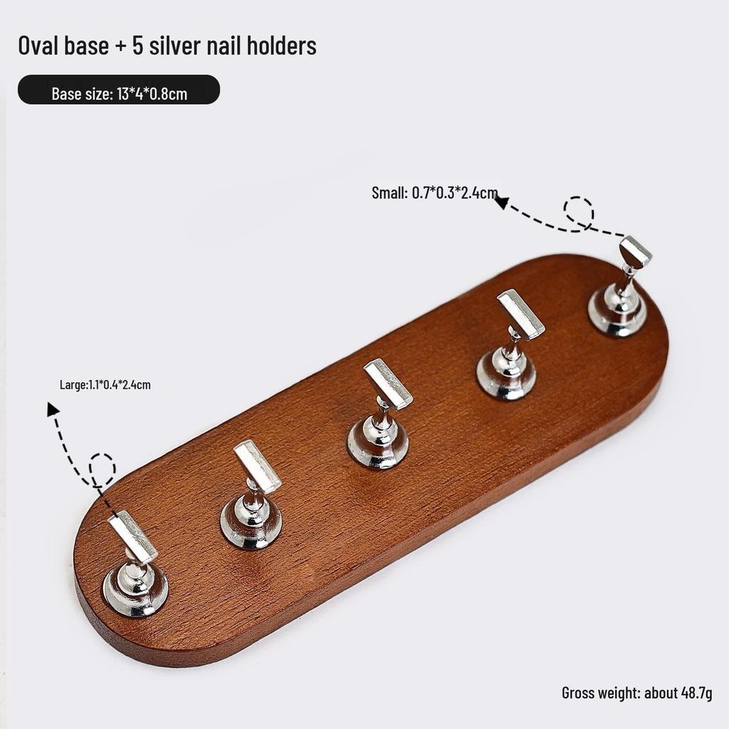 Solid Wood Magnetic Nail Art Holder for Beginners and Artists