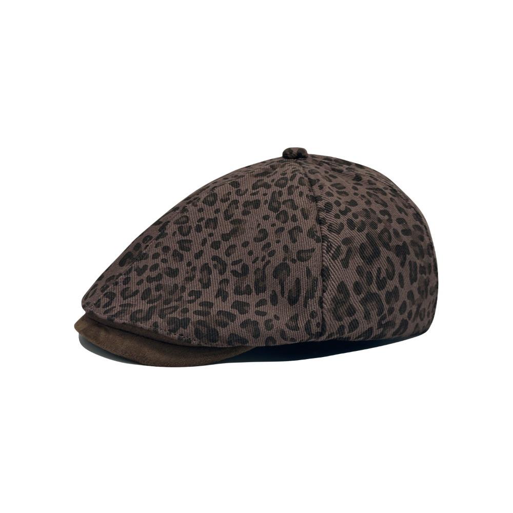 Retro Leopard Print Forward Hat Autumn Winter Adjustable Beret Hat Baseball Cap Newsboy Cap