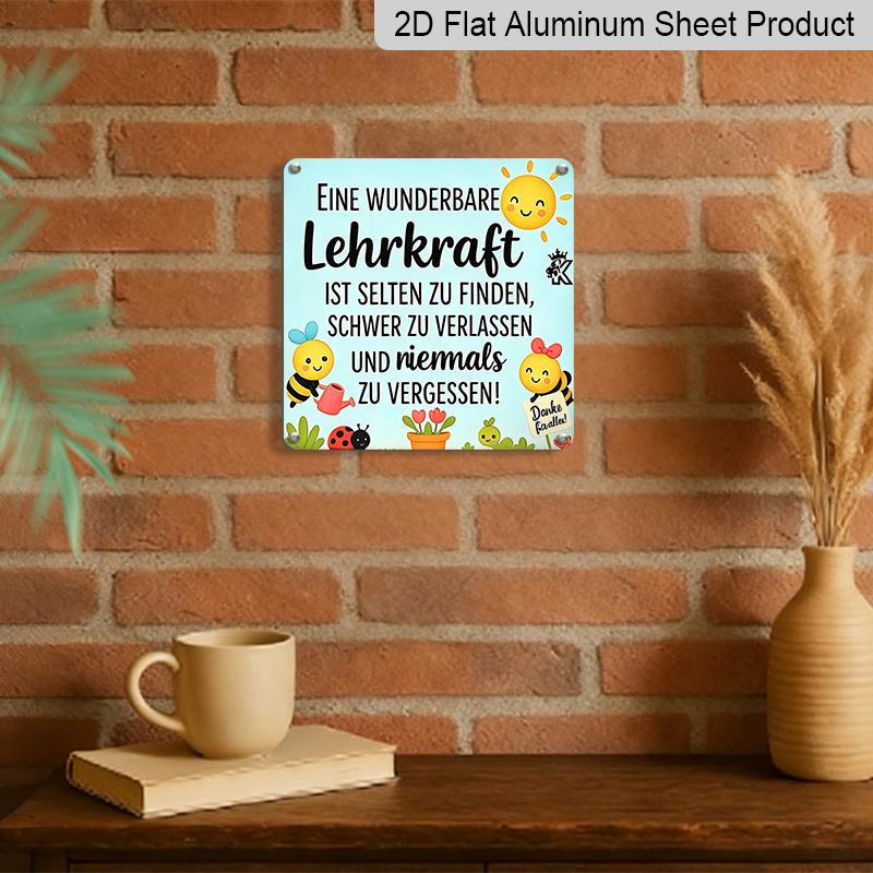 2D Flat, 1pc German Teacher's Day Metal Sign - Retro Lehrkraft Wall Decor Suitable for Classroom, Office, Library, Vintage German Plaque with