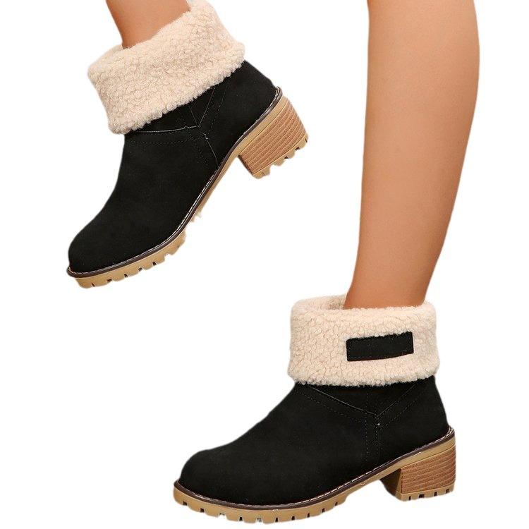 Modne Buty Plus Size 35-43 dla Kobiet Zimowe Ciepłe Śniegowce z Futrem Damskie Wygodne Wsuwane Platforma Codzienne Buty do Połowy Łydki Damskie Buty