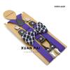 Adult Unisex 4-Clip Elastic Suspenders & Bow Tie Set, Non-Slip, Solid Color, 2.5cm