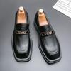 Business dress new square head small leather shoes hairstylist casual shoes platform white wedding leather shoes