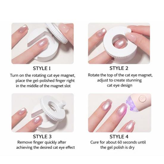 2Pcs Rotating Cat Eyes Magnet Beginner Friendly Glass Bead Nail Magnet Spinner DIY Home Salon Women Gel Polish Nail Art Magnetic Tools