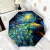 1PC Peacock Starry Night Automatic Umbrella - Suitable Travel Outdoor Portable Umbrella Birthday Gift Daily Essentials