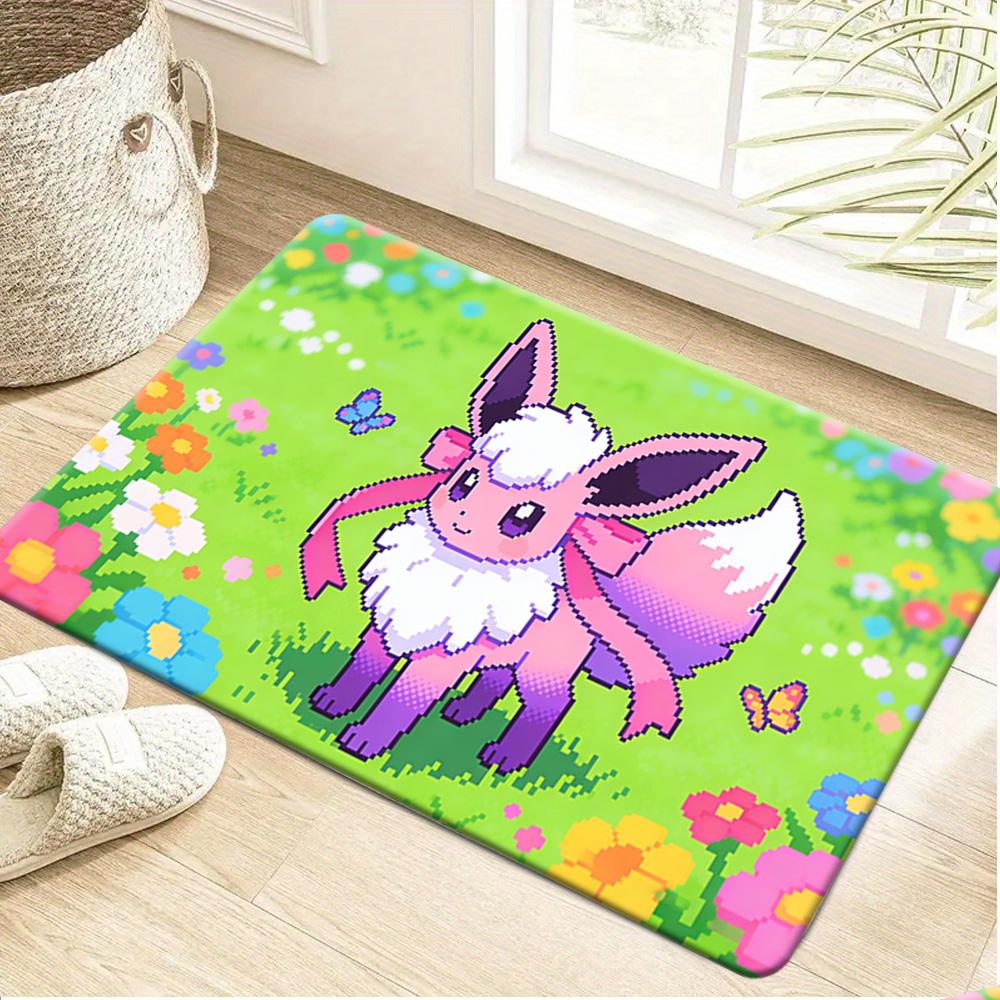 

Cute Eevee Covered with Leaves and Flowers in Sunlit Forest Print Non-slip Doormat, Soft Absorbent Floor Rug for Home Decor 40cm x 60cm