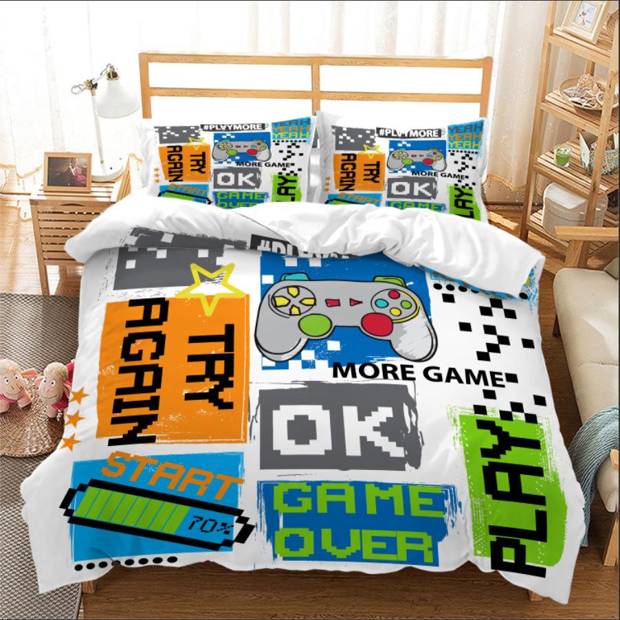 

Kit Gamepad 3D Digital Printing Quilt Cover E-Sports Boy Bedding Three-Piece Set 135 * 200 (two sets) 90g