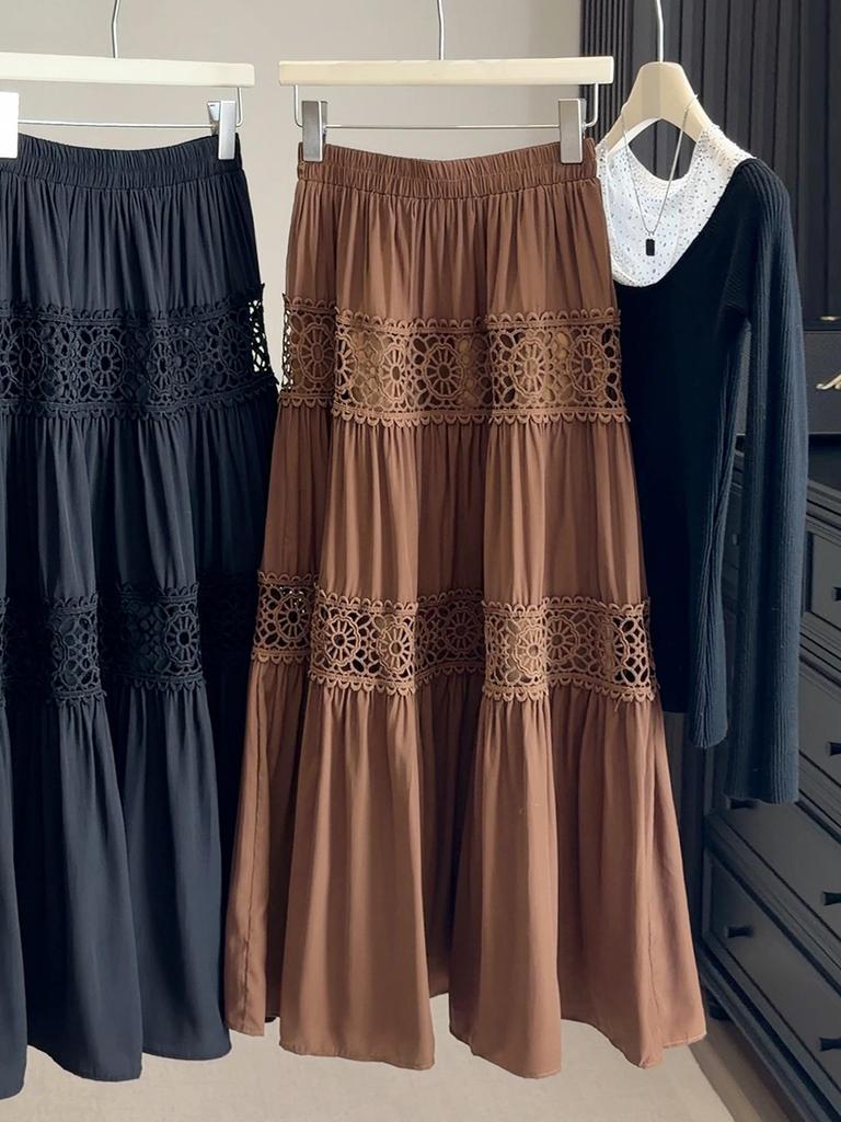 Women's High-Waisted Crochet A-Line Layered Skirt - 2026 Spring/Summer Collection