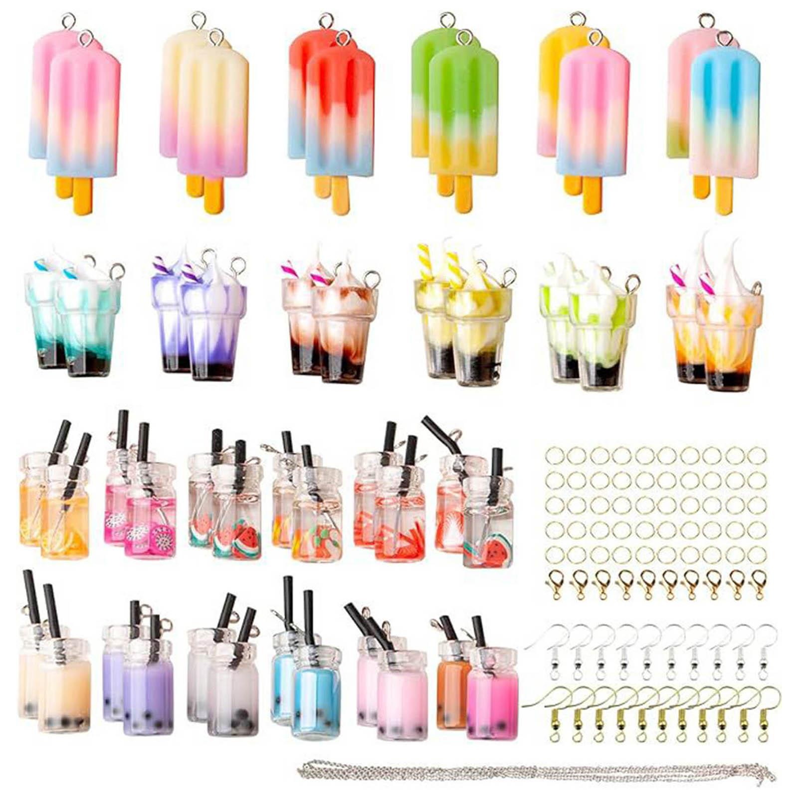 

DIY Jewelry Components Milk Tea and Ice Cream Pendant Kits Jewelry Making Supplies Handmade Accessories for Women Girl