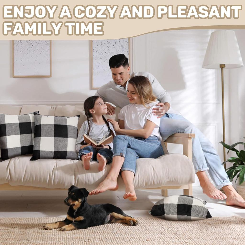 Sukh Kostkovaný povlak na polštář - 2 ks Kostkované povlaky na polštáře Buffalo 18x18 palců Kostkované povlaky na polštáře Buffalo pro domácí a kancelářskou výzdobu, pohovku, lavici nebo