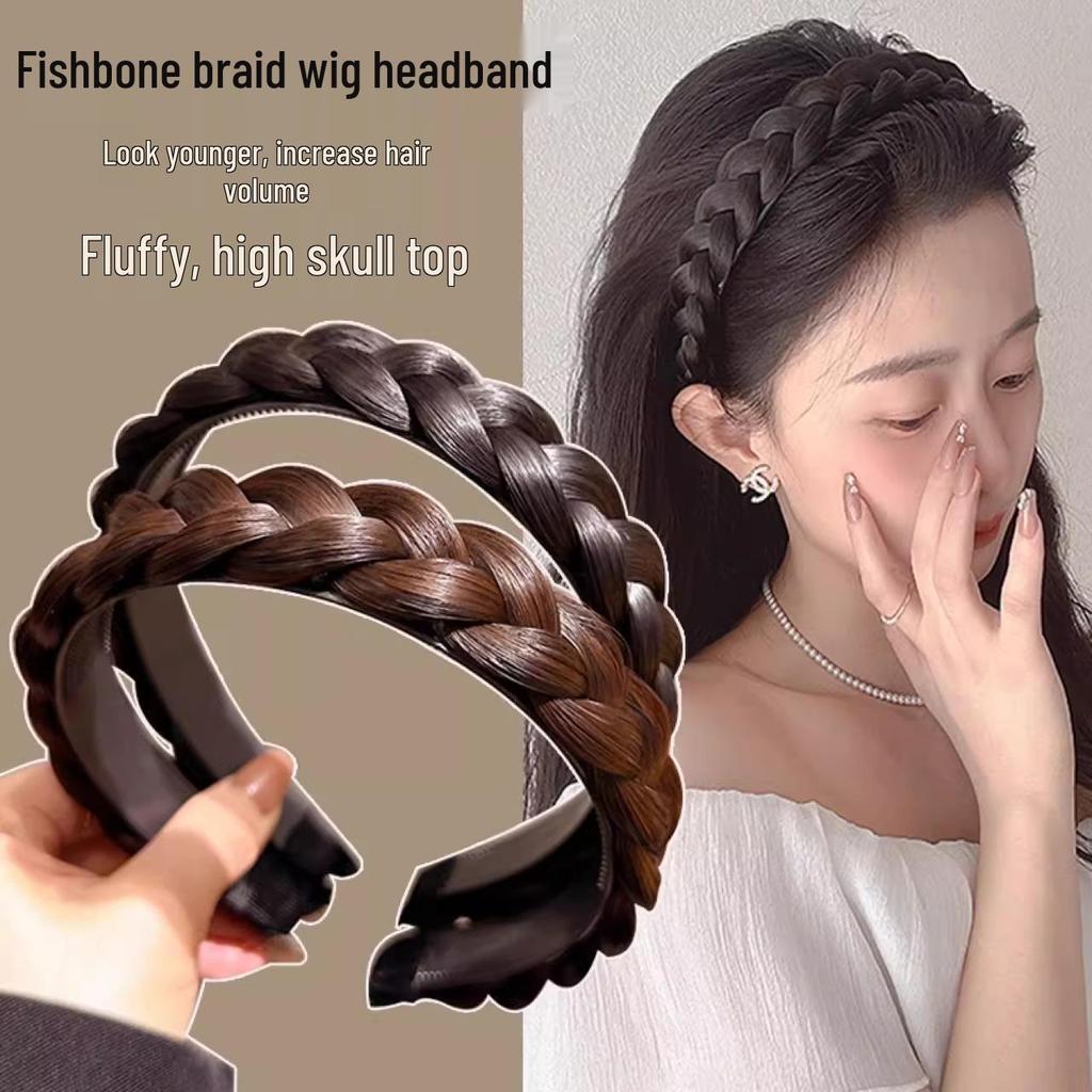 Rybinový cop Paruka Čelenka - Dámský cop Pletený vlasový klip a gumička, Stylová pokrývka hlavy 2025