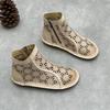 Johnature Stivali Estivi Artigianali Vintage in Vera Pelle Punta Tonda Piatta Traspiranti Traforati Scarpe da Donna