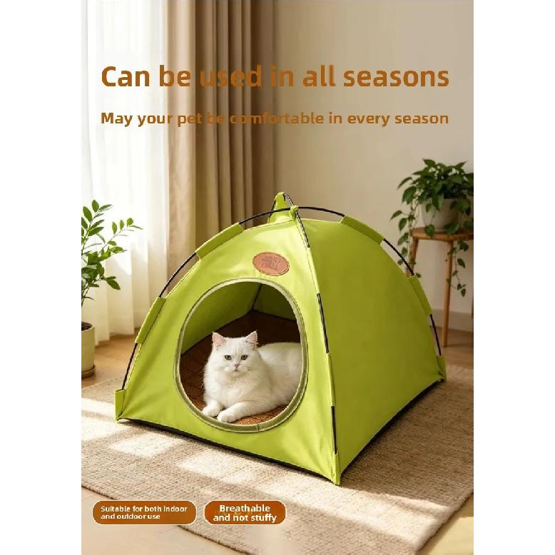 Foldable Pet Cat Tent Suitable All Four Seasons Closed Design Breathable Cat House Waterproof Stable Pet Kennel Outdoor Camping