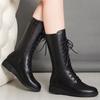 Weiche Leder-Kurzstiefel Herbst und Winter Neu Samt Britische Martin-Stiefel Mittelhohe Stiefel Flache Stiefel