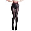 Camellia Lace High Waist Horse Oil Stockings 5D Ultra-Thin Glossy Smooth Tight High-Cut Seamless Triangle Crotch Black Stockings