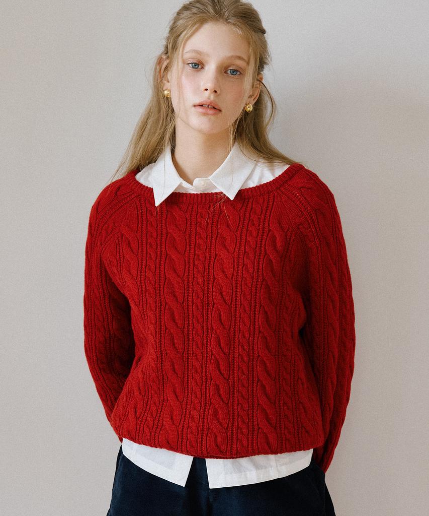 LETTER FROM MOON Dante Wollpullover mit U-Boot-Ausschnitt (rot)