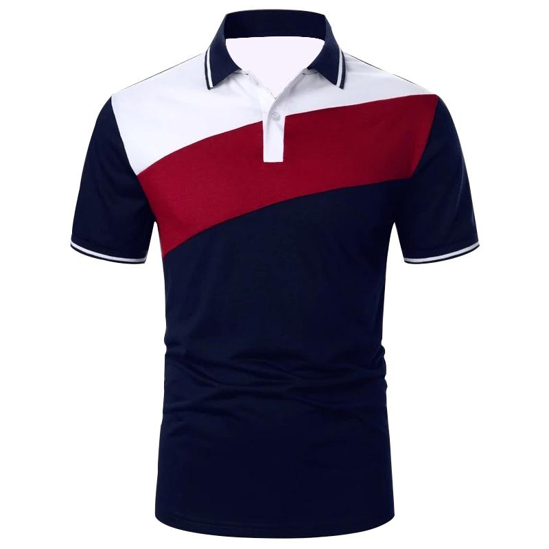 Polo da Uomo Color Block a Maniche Corte con Colletto a Contrasto Casual Business Traspiranti T-shirt Estive Multicolore