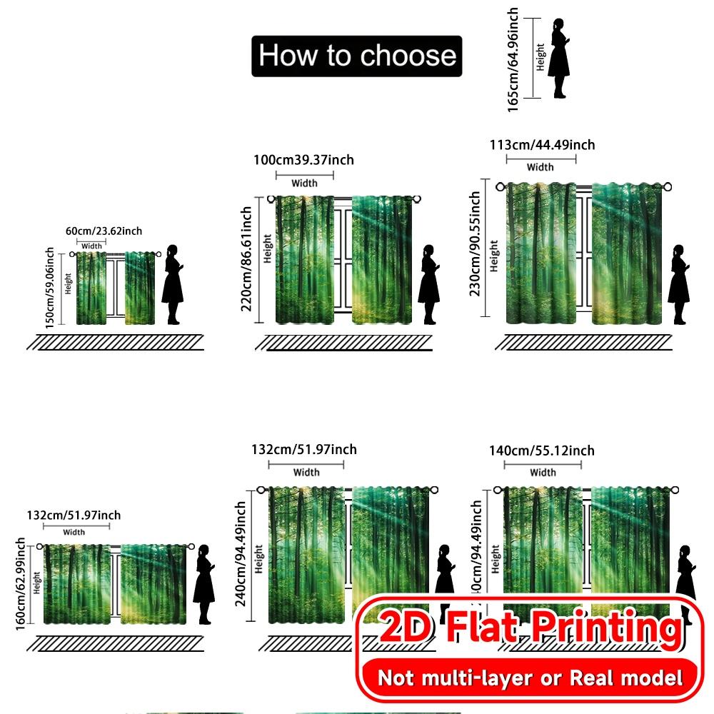 Flat Printing Curtains Without Rod Forest Glow Halloween Festival Fashion Versatile Polyester Fabric Set Of 2 Made