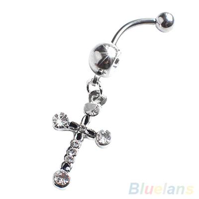 Stal chirurgiczna Cross Dangle Pępek Bar Belly Ring Piercing Biżuteria do ciała