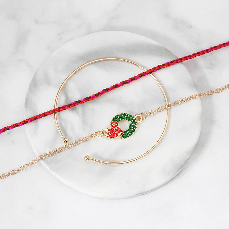 Christmas Gift Bracelet, Multi-Layered Santa Wreath Snowman Sleigh Bracelet Bracelet