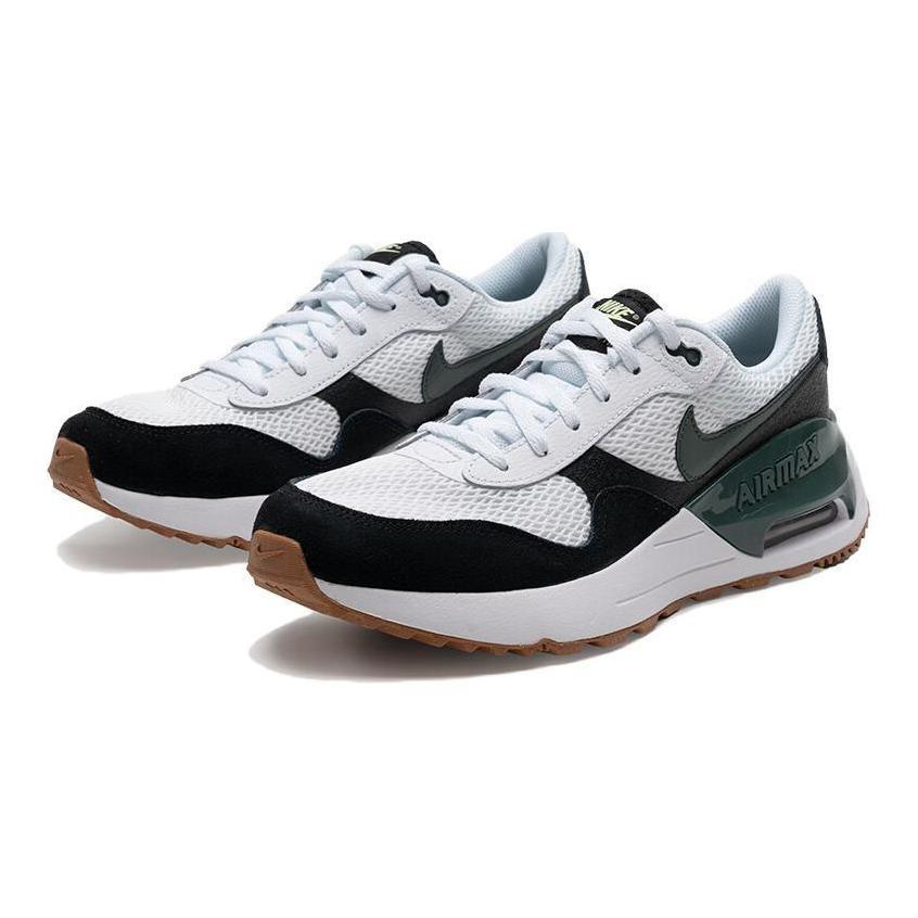 Nike Air Max SYSTM Abrasion Resistant Breathable Low top Running Shoes White Black Green Unisex Kids' DQ0284-115