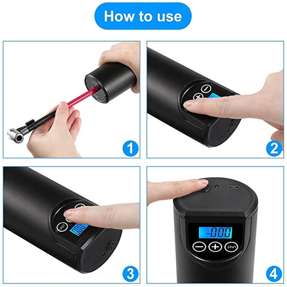 Portable Tire Inflator 12V 150PSI Rechargeable Air Pump Tire Cordless Compressor Digital Car Tire Air Pump For Car Bicycle Tire