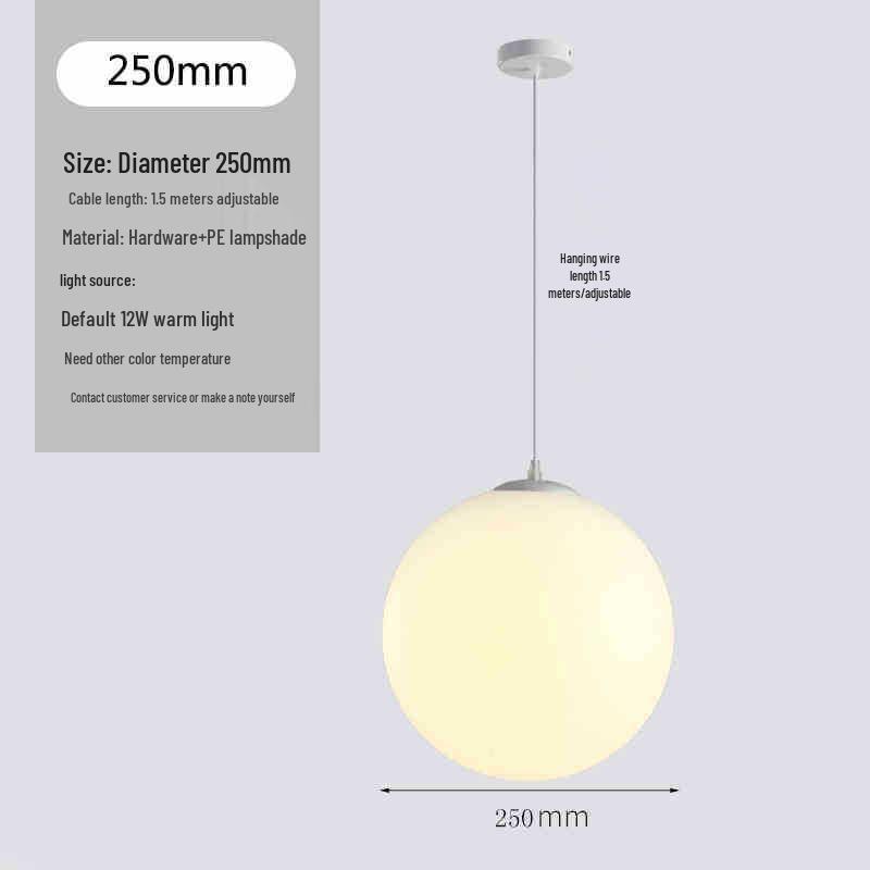 Milky White Round Pendant Lamp for Nail Salons, Cafes, Children's Clothing Stores, and Weddings