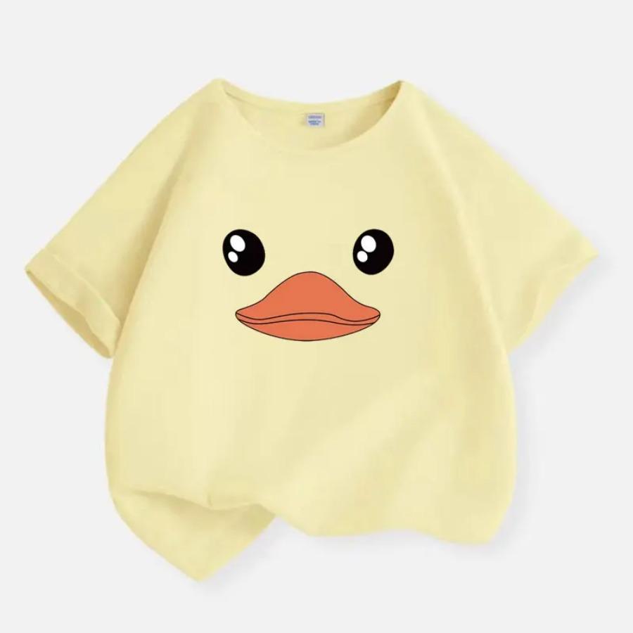 

Cartoon Printed Boy Ang Girl Top Duck Smiley Face Children s Short Sleeved T-shirt 160