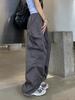 Y2K Women Streetwear Cargo Pants Harajuku Casual Solid Baggy Straight Trousers Fashion Wide Leg Pockets Joggers Trousers
