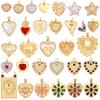 Fashion Colorful Zircon Focal Love Heart Star Charm Pendant, Gold Plated Necklace Bracelet DIY Handmade Jewelry Supplies K81