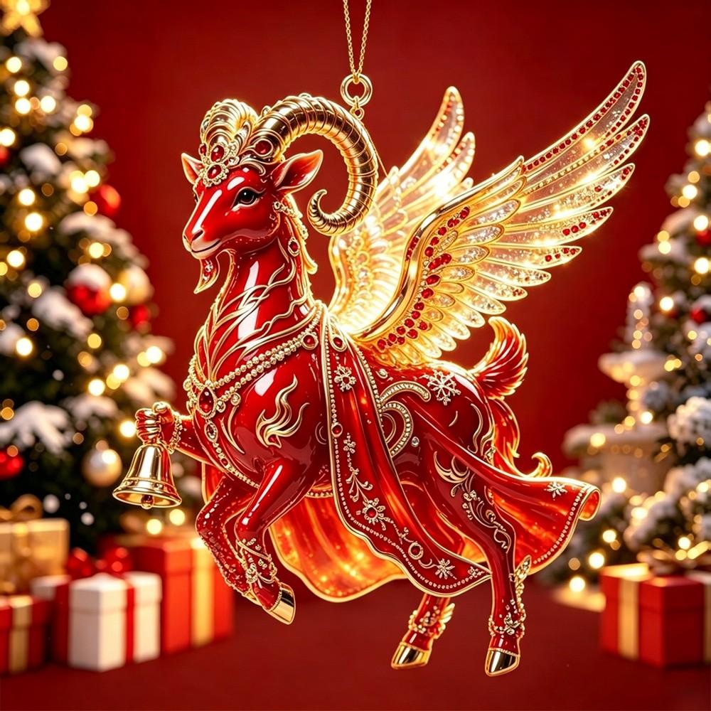 Shining Goat Hanging Ornament Set Acrylic Animal Hanging Decoration Keychain  Holiday Party Decor
